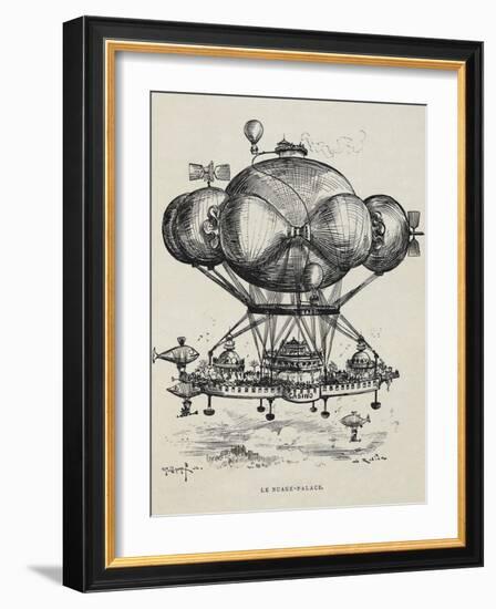 A Flying Casino Supported by Air Ballons and Other Air Machines-Albert Robida-Framed Giclee Print