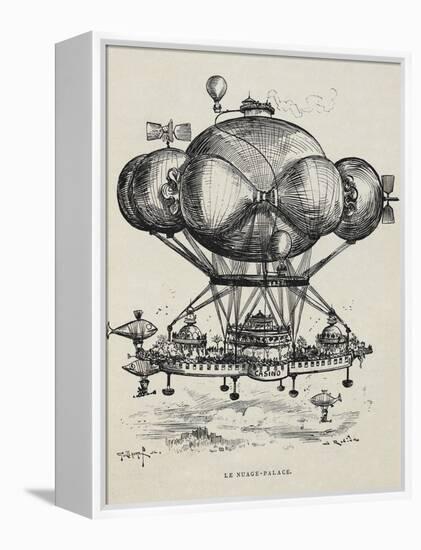 A Flying Casino Supported by Air Ballons and Other Air Machines-Albert Robida-Framed Premier Image Canvas