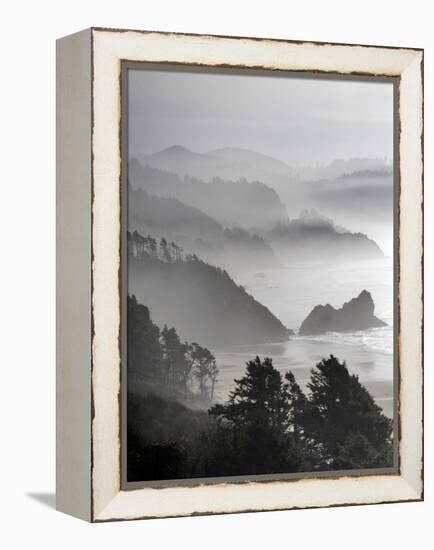 A Foggy Day on the Oregon Coast Just South of Cannon Beach.-Bennett Barthelemy-Framed Premier Image Canvas