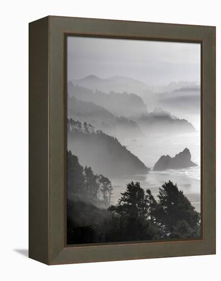 A Foggy Day on the Oregon Coast Just South of Cannon Beach.-Bennett Barthelemy-Framed Premier Image Canvas