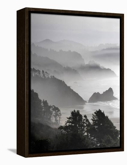 A Foggy Day on the Oregon Coast Just South of Cannon Beach.-Bennett Barthelemy-Framed Premier Image Canvas