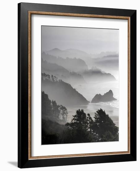 A Foggy Day on the Oregon Coast Just South of Cannon Beach.-Bennett Barthelemy-Framed Photographic Print