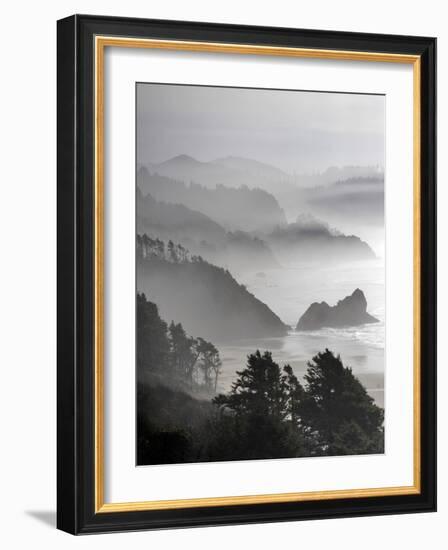 A Foggy Day on the Oregon Coast Just South of Cannon Beach.-Bennett Barthelemy-Framed Photographic Print