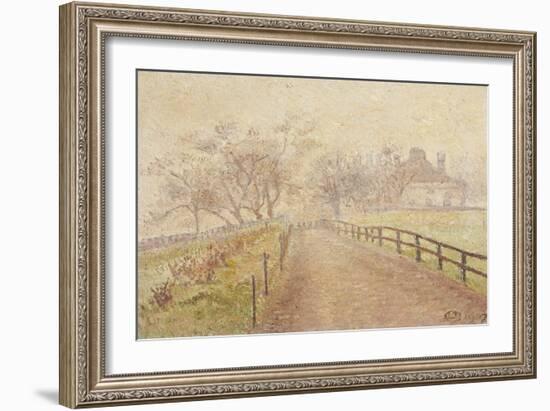 A Foggy Morning, Mortlake, 1907 (Oil on Canvas)-Lucien Pissarro-Framed Giclee Print