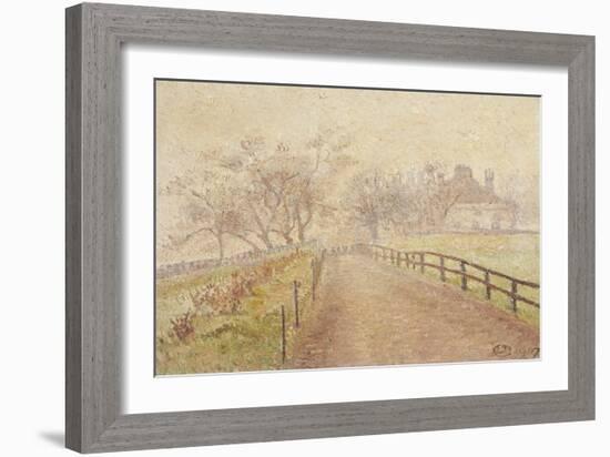 A Foggy Morning, Mortlake, 1907 (Oil on Canvas)-Lucien Pissarro-Framed Giclee Print