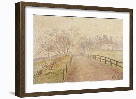 A Foggy Morning, Mortlake, 1907 (Oil on Canvas)-Lucien Pissarro-Framed Giclee Print