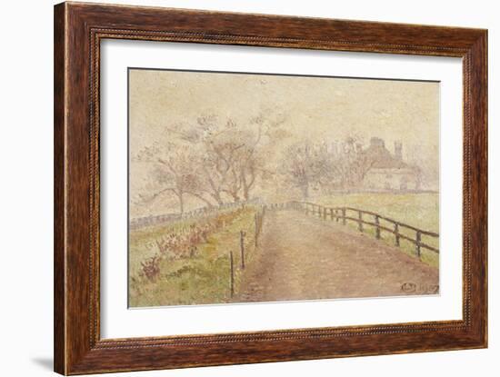 A Foggy Morning, Mortlake, 1907 (Oil on Canvas)-Lucien Pissarro-Framed Giclee Print