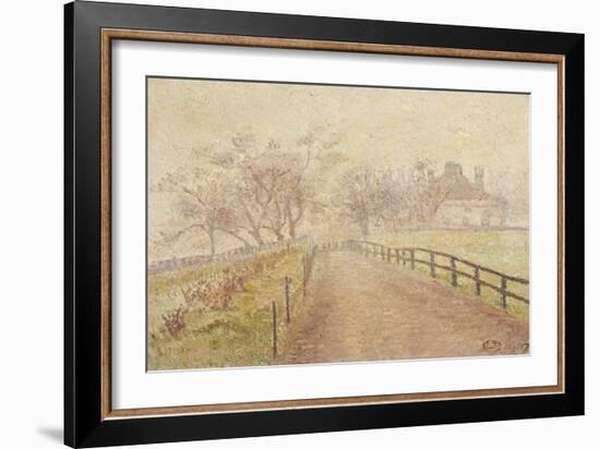 A Foggy Morning, Mortlake, 1907 (Oil on Canvas)-Lucien Pissarro-Framed Giclee Print