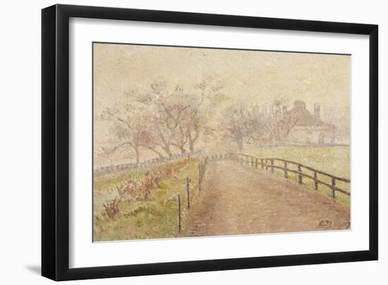 A Foggy Morning, Mortlake, 1907 (Oil on Canvas)-Lucien Pissarro-Framed Giclee Print