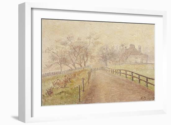 A Foggy Morning, Mortlake, 1907 (Oil on Canvas)-Lucien Pissarro-Framed Giclee Print