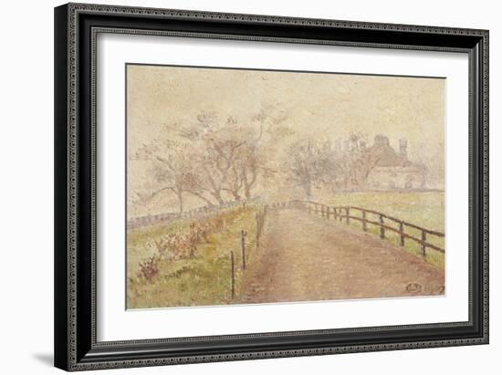 A Foggy Morning, Mortlake, 1907 (Oil on Canvas)-Lucien Pissarro-Framed Giclee Print