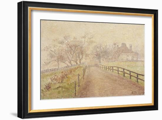 A Foggy Morning, Mortlake, 1907 (Oil on Canvas)-Lucien Pissarro-Framed Giclee Print