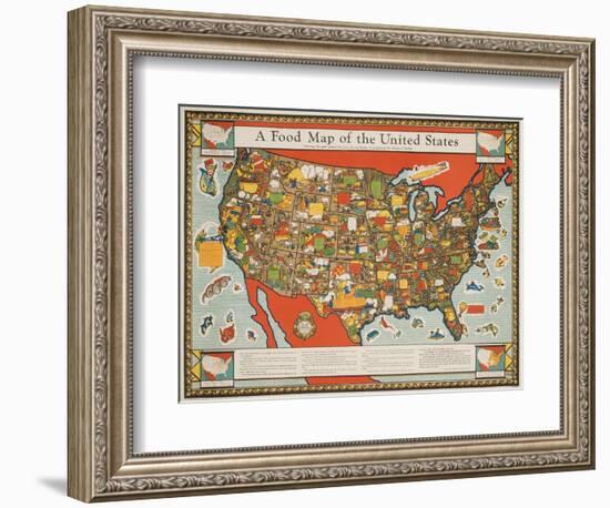 A Food Map of the United States-null-Framed Giclee Print