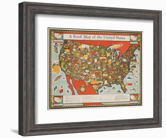 A Food Map of the United States-null-Framed Giclee Print