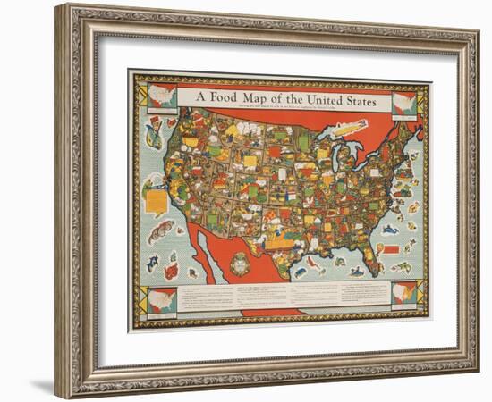 A Food Map of the United States-null-Framed Giclee Print