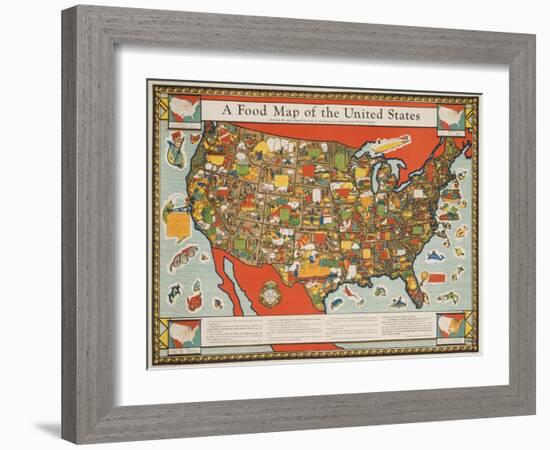 A Food Map of the United States-null-Framed Giclee Print