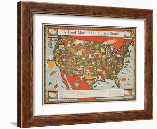 A Food Map of the United States-null-Framed Giclee Print