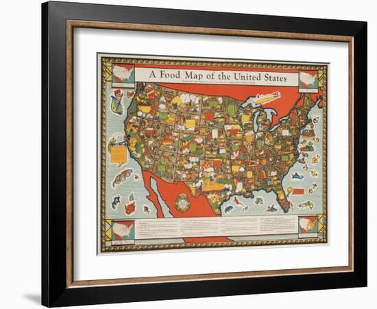 A Food Map of the United States-null-Framed Giclee Print