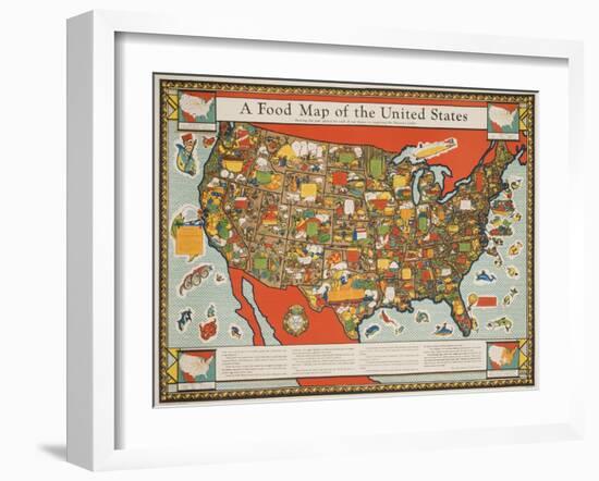 A Food Map of the United States-null-Framed Giclee Print