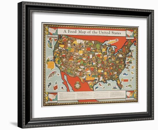 A Food Map of the United States-null-Framed Giclee Print