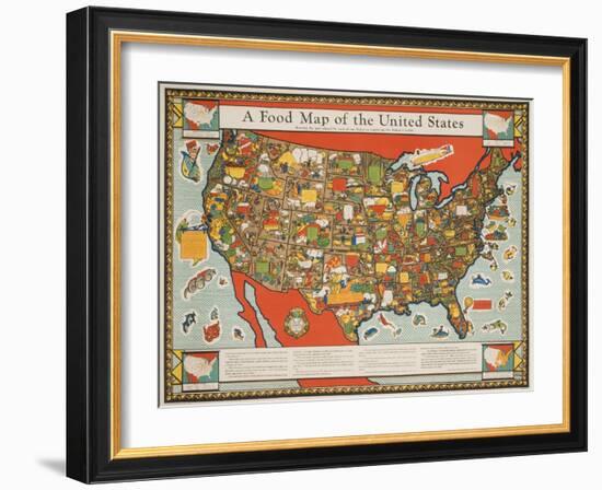 A Food Map of the United States-null-Framed Giclee Print