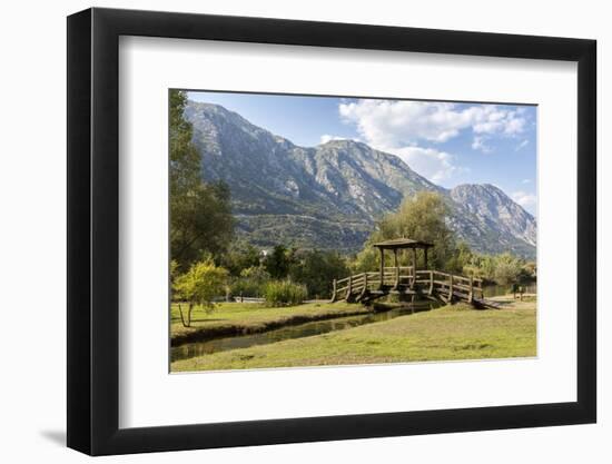 A Foot Bridge with Views of the Bay of Kotor, Morinj, Montenegro, Europe-Charlie Harding-Framed Photographic Print