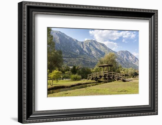 A Foot Bridge with Views of the Bay of Kotor, Morinj, Montenegro, Europe-Charlie Harding-Framed Photographic Print