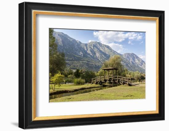 A Foot Bridge with Views of the Bay of Kotor, Morinj, Montenegro, Europe-Charlie Harding-Framed Photographic Print