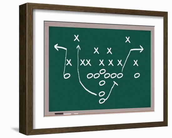 A Football Play on A Chalkboard.-mybaitshop-Framed Photographic Print