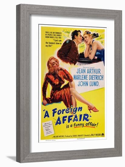 A Foreign Affair, Marlene Dietrich, John Lund, Jean Arthur, 1948-null-Framed Art Print