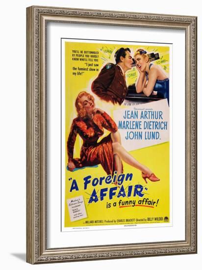 A Foreign Affair, Marlene Dietrich, John Lund, Jean Arthur, 1948-null-Framed Premium Giclee Print