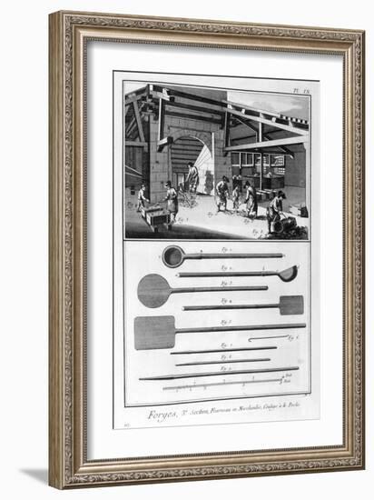 A Forge, Furnace, Pouring into the Cast, 1751-1777-Denis Diderot-Framed Giclee Print