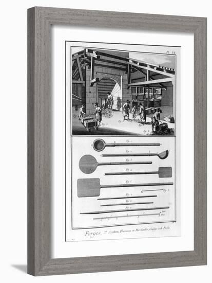 A Forge, Furnace, Pouring into the Cast, 1751-1777-Denis Diderot-Framed Giclee Print