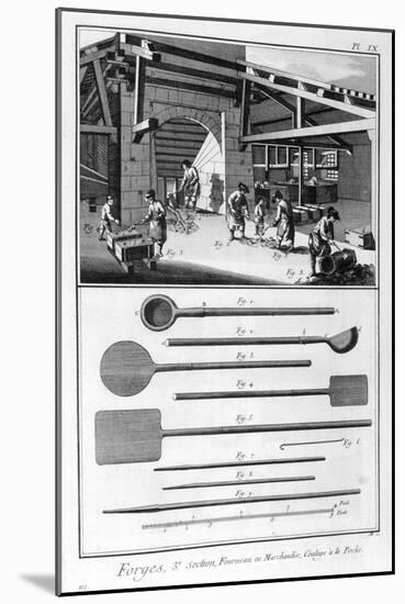 A Forge, Furnace, Pouring into the Cast, 1751-1777-Denis Diderot-Mounted Giclee Print