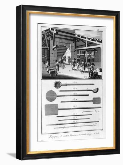 A Forge, Furnace, Pouring into the Cast, 1751-1777-Denis Diderot-Framed Giclee Print