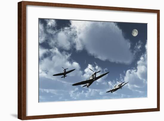 A Formation of Royal Air Force Supermarine Spitfires-Stocktrek Images-Framed Art Print