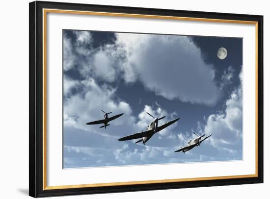 A Formation of Royal Air Force Supermarine Spitfires-Stocktrek Images-Framed Art Print