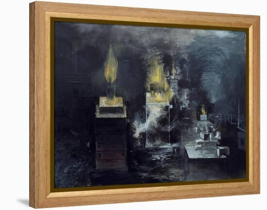 A Foundry: Hot Metal Has Been Poured into a Mould and Inflammable Gas Is Rising-Graham Sutherland-Framed Premier Image Canvas