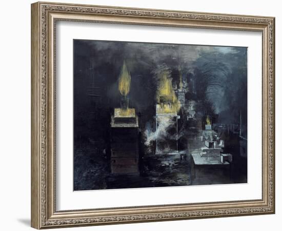 A Foundry: Hot Metal Has Been Poured into a Mould and Inflammable Gas Is Rising-Graham Sutherland-Framed Giclee Print