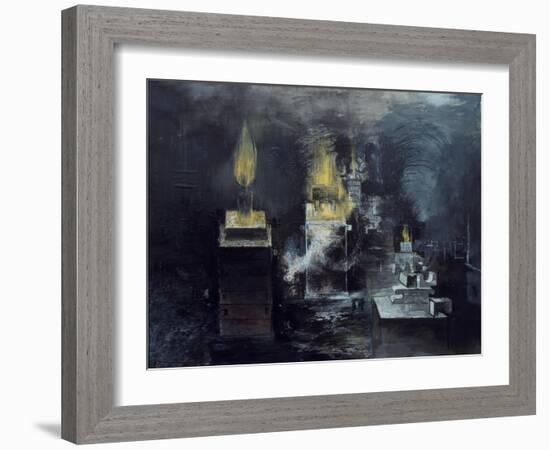 A Foundry: Hot Metal Has Been Poured into a Mould and Inflammable Gas Is Rising-Graham Sutherland-Framed Giclee Print