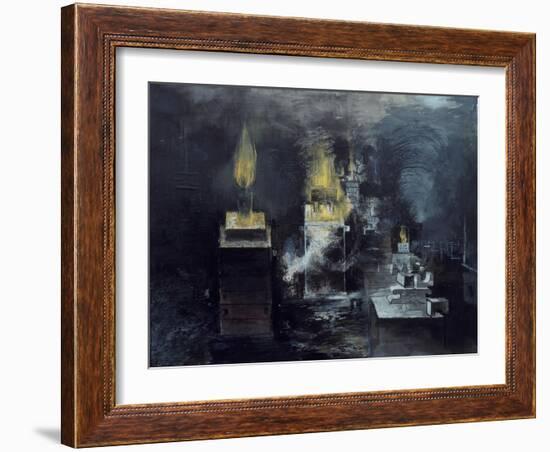 A Foundry: Hot Metal Has Been Poured into a Mould and Inflammable Gas Is Rising-Graham Sutherland-Framed Giclee Print