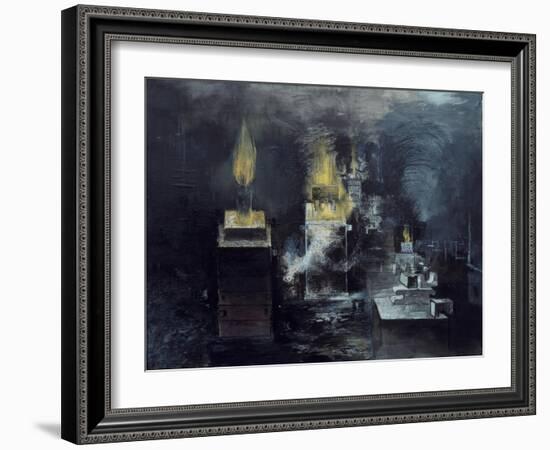 A Foundry: Hot Metal Has Been Poured into a Mould and Inflammable Gas Is Rising-Graham Sutherland-Framed Giclee Print