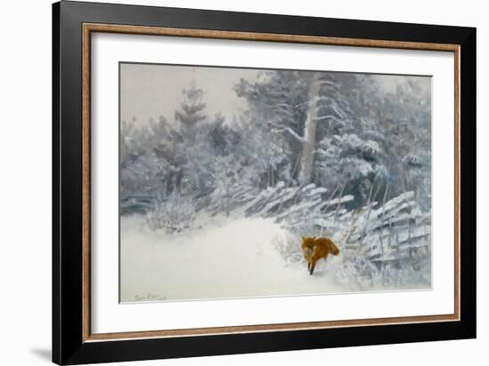 A Fox in Winter Woods, 1928-Bruno Andreas Liljefors-Framed Giclee Print