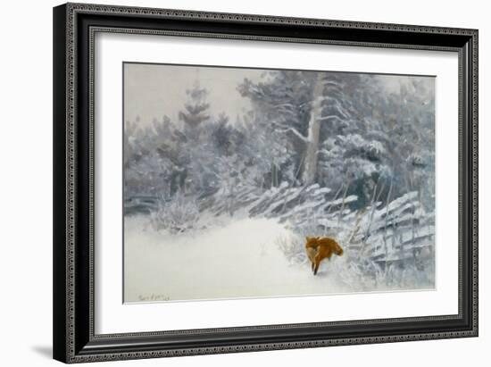 A Fox in Winter Woods, 1928-Bruno Andreas Liljefors-Framed Giclee Print