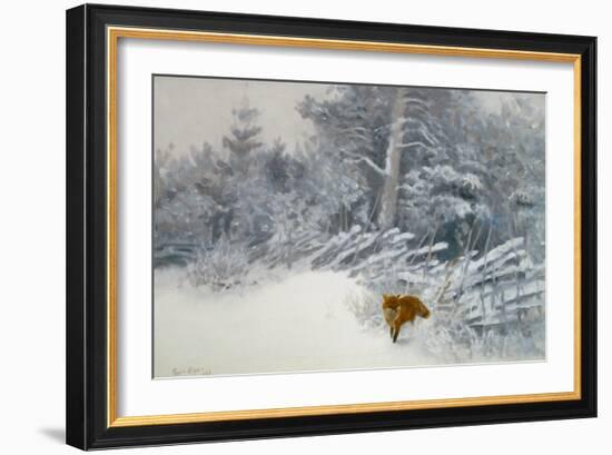 A Fox in Winter Woods, 1928-Bruno Andreas Liljefors-Framed Giclee Print