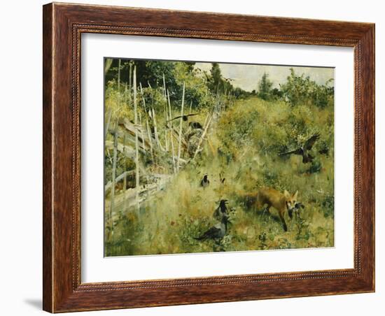 A Fox Taking a Crow; Rav Och Krakor, 1884-Bruno Andreas Liljefors-Framed Giclee Print