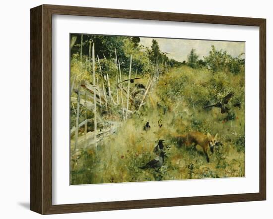 A Fox Taking a Crow-Bruno Liljefors-Framed Giclee Print