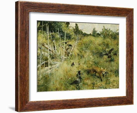 A Fox Taking a Crow-Bruno Liljefors-Framed Giclee Print