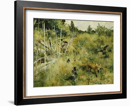 A Fox Taking a Crow-Bruno Liljefors-Framed Giclee Print