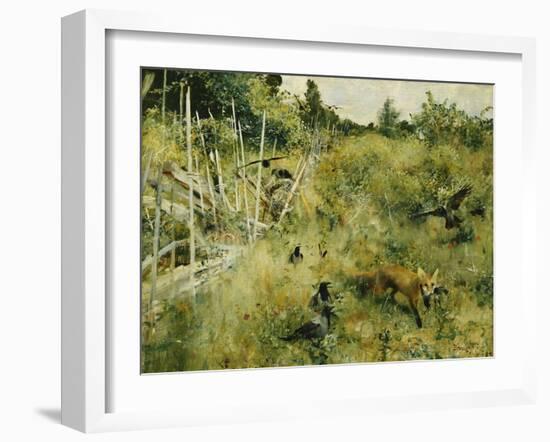 A Fox Taking a Crow-Bruno Liljefors-Framed Giclee Print